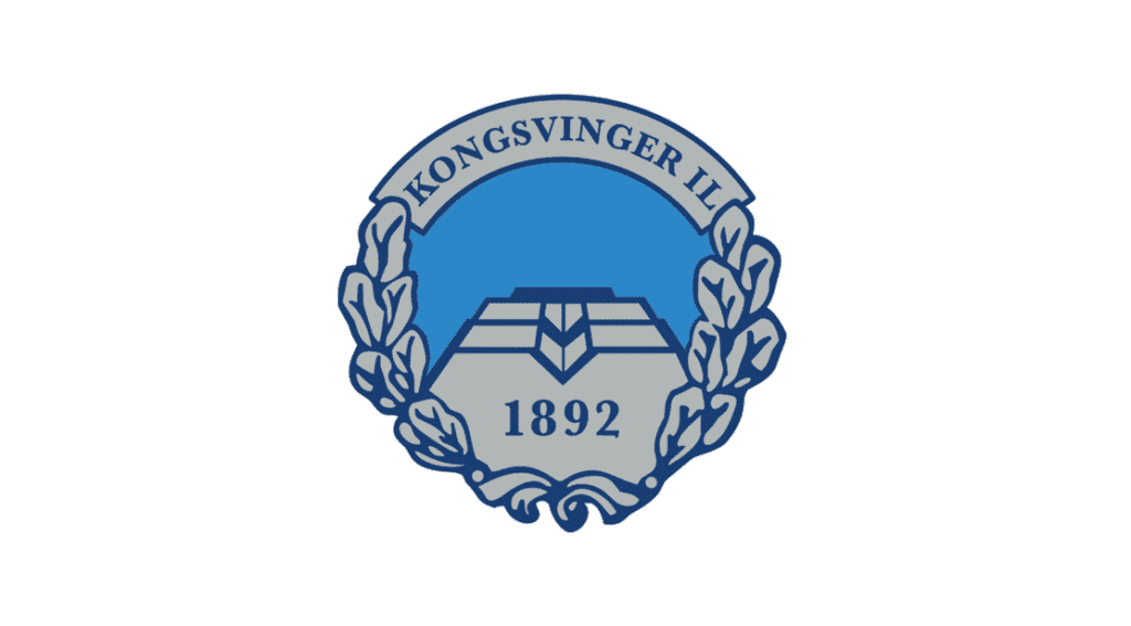 Bildet viser logoen til Kongsvinger IL på en bakgrunnsfarge